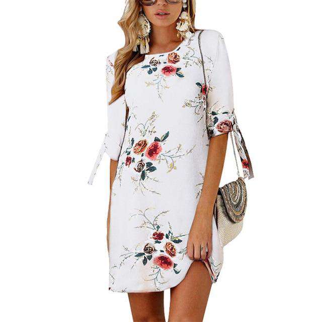 Women Floral Print Beach Chiffon