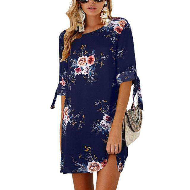 Women Floral Print Beach Chiffon