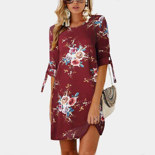 Women Floral Print Beach Chiffon